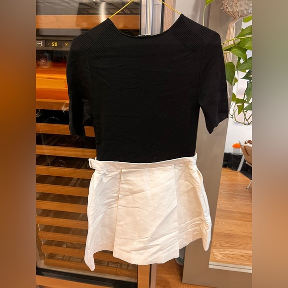 Halston Heritage Two For One Colorblock Flared Dress Eggshell/Black - Picture 4 of 7